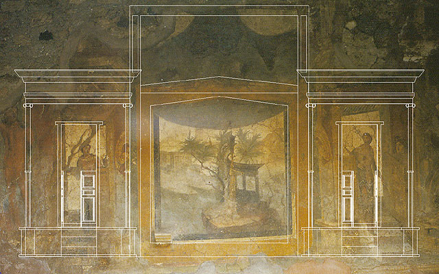 Overlay of 3d model onto wall painting image