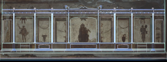 Overlay of 3d model onto wall painting image