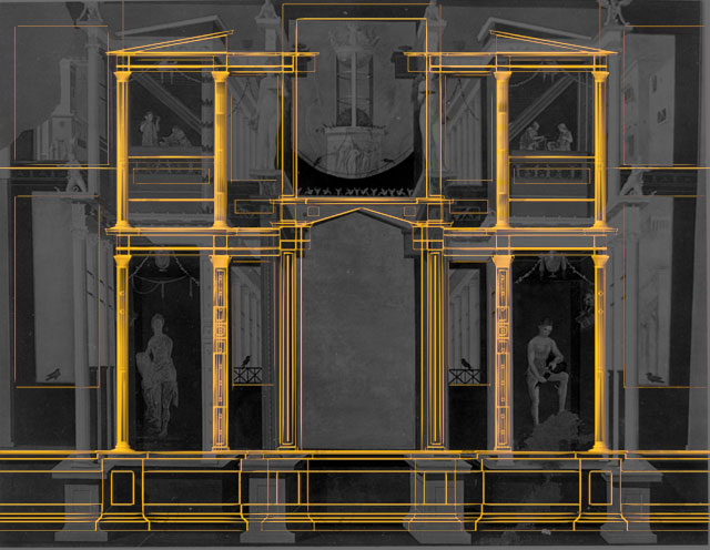 Overlay of 3d model onto wall painting image