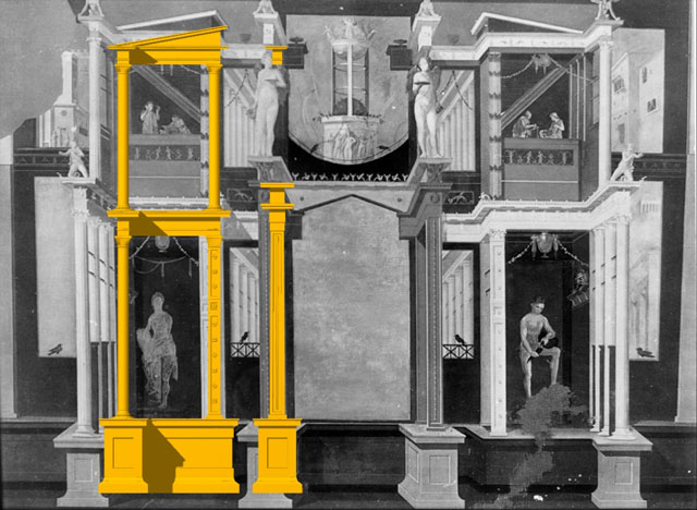 construction of the 3d model from the back level of the 'stage set', ignoring elements of the painting that are distorted by perspective foreshortening image